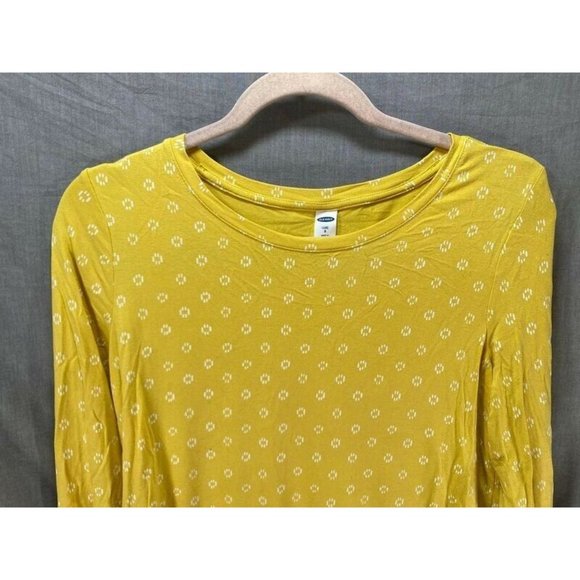 Old Navy Shirt Womens Small Yellow Polka Dot Long Sleeve Pullover Top Ladies. - Picture 2 of 8